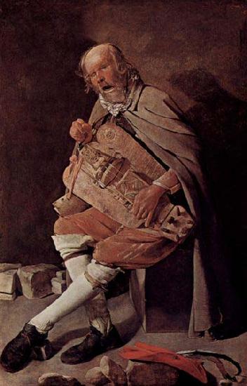 Georges de La Tour Hurdy gurdy player oil painting picture